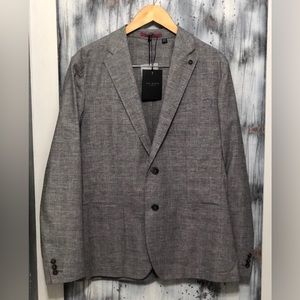Ted Baker Bonsai Pow Check Blazer Charcoal Size 5 ~ NWT